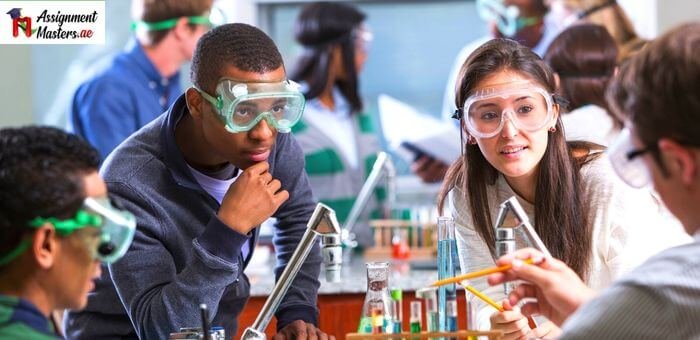 Students using chemistry in their daily lives.